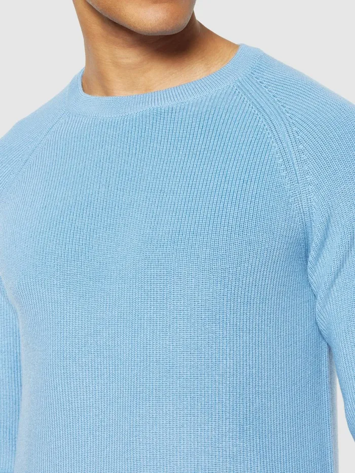 KnowledgeCotton Apparel Knits Oneck Merino Wool Rib Knit Glacier Lake 8211 Men KnowledgeCotton Apparel Knits Oneck Merino Wool Rib Knit Glacier Lake 8211 Men