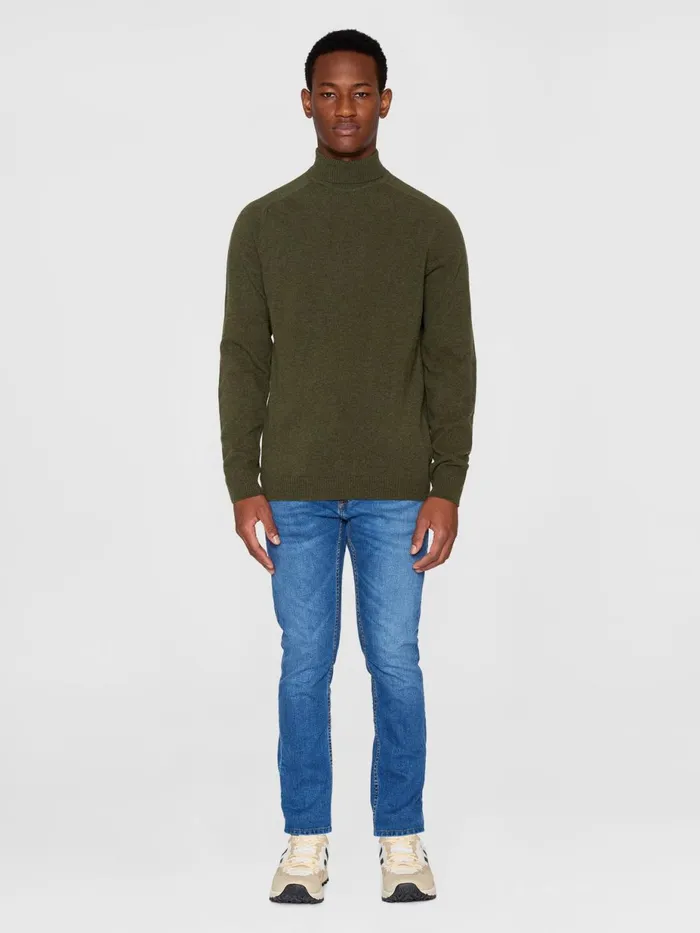 KnowledgeCotton Apparel Knits Roll Neck Knit Forrest Night 8211 Men