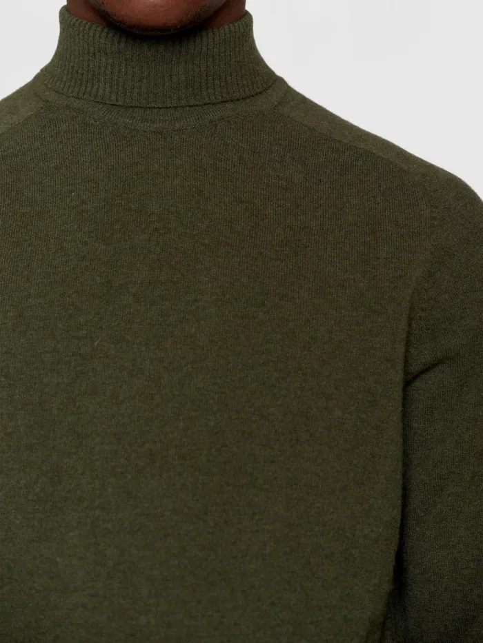 KnowledgeCotton Apparel Knits Roll Neck Knit Forrest Night 8211 Men