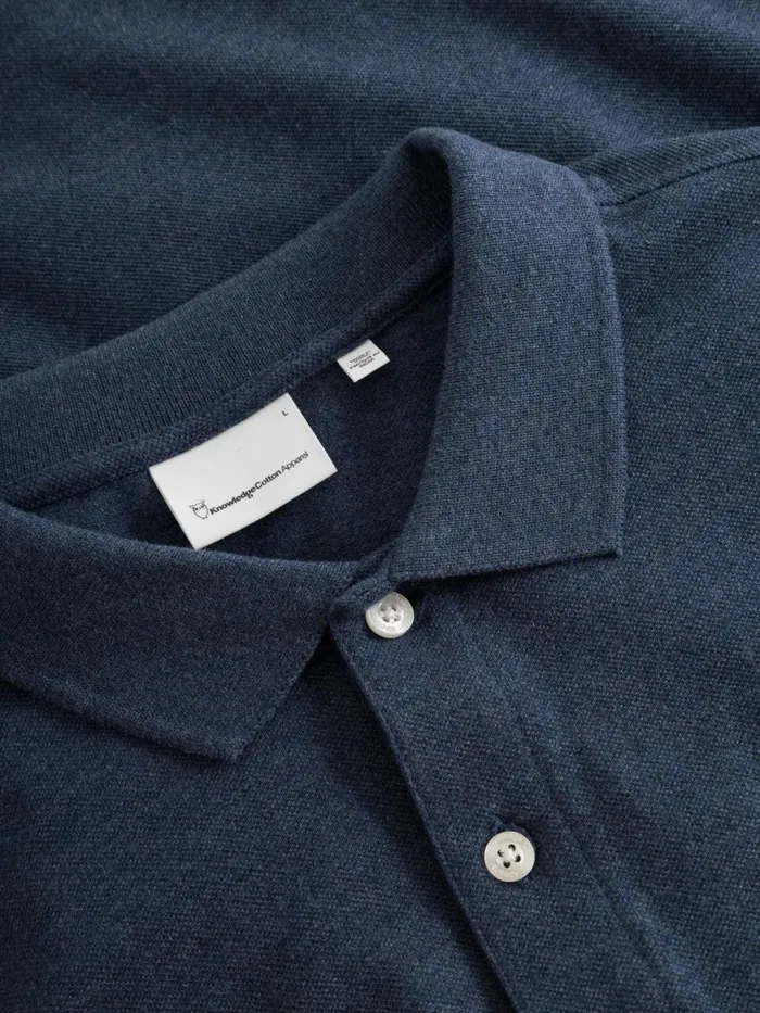 KnowledgeCotton Apparel Polo Shirts Basic Badge Polo Insigna Blue Melange 8211 Men