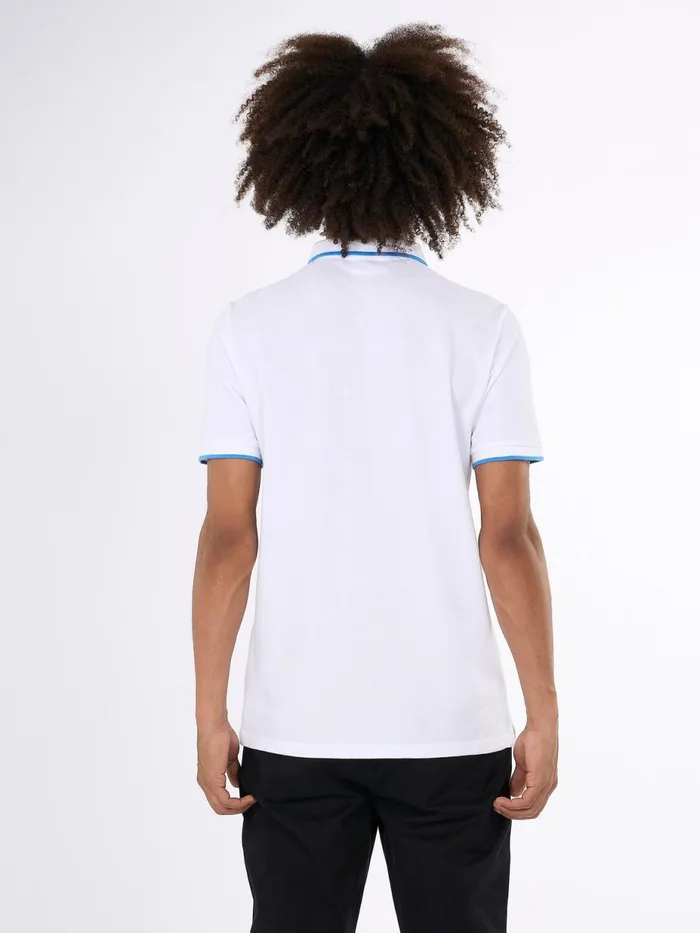 KnowledgeCotton Apparel Polo Shirts Polo With Badge And Contract Stripe At Rib Bright White 8211 Men KnowledgeCotton Apparel Polo Shirts Polo With Badge And Contract Stripe At Rib Bright White 8211 Men