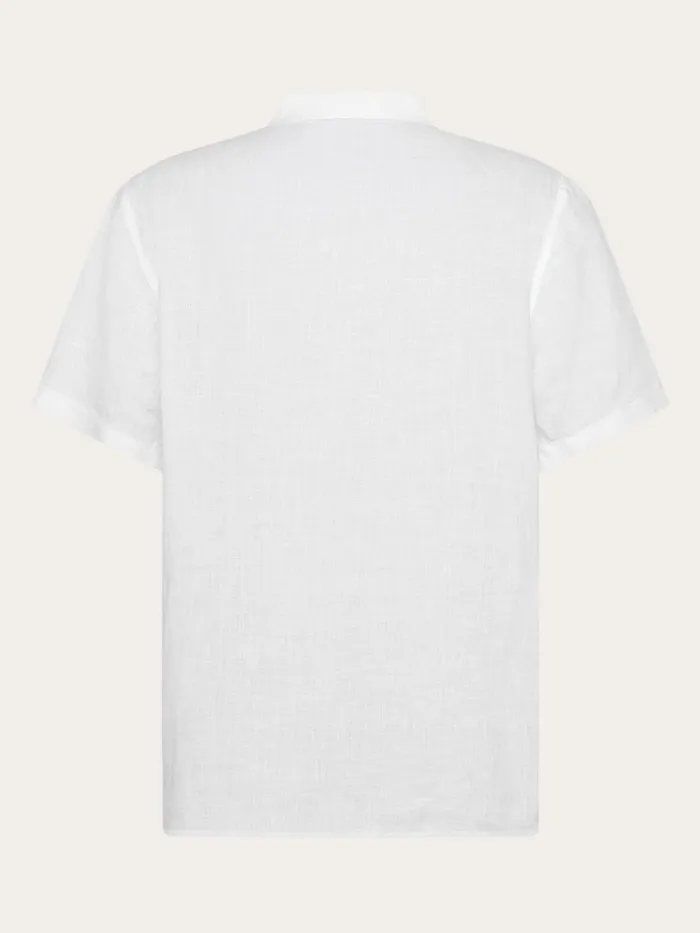 KnowledgeCotton Apparel Shirts Box Fit Short Sleeved Linen Shirt Bright White 8211 Men KnowledgeCotton Apparel Shirts Box Fit Short Sleeved Linen Shirt Bright White 8211 Men