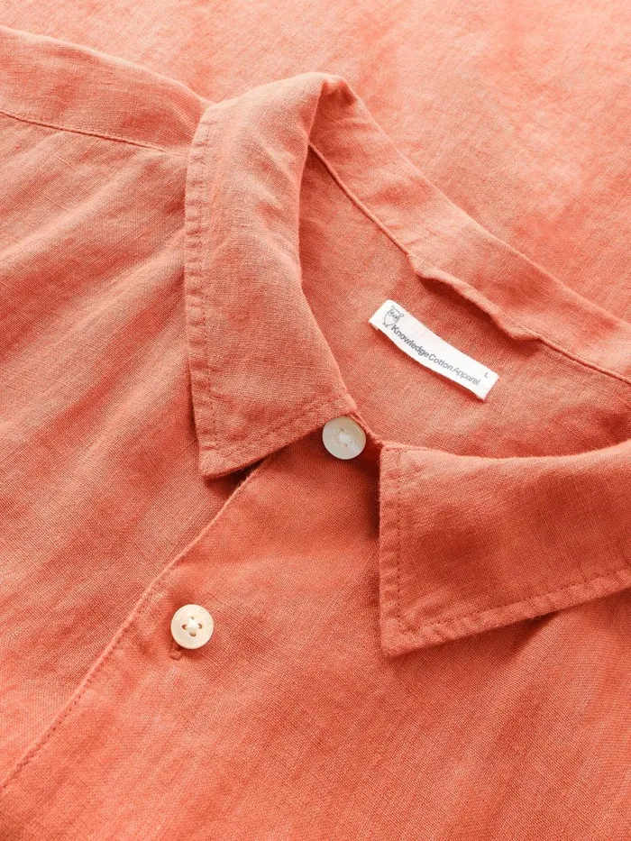 KnowledgeCotton Apparel Shirts Box Fit Short Sleeved Linen Shirt Langoustino 8211 Men KnowledgeCotton Apparel Shirts Box Fit Short Sleeved Linen Shirt Langoustino 8211 Men
