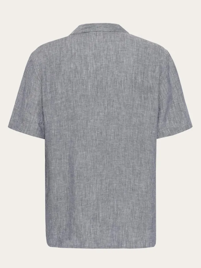 KnowledgeCotton Apparel Shirts Box Fit Short Sleeved Linen Shirt Vintage Indigo 8211 Men KnowledgeCotton Apparel Shirts Box Fit Short Sleeved Linen Shirt Vintage Indigo 8211 Men