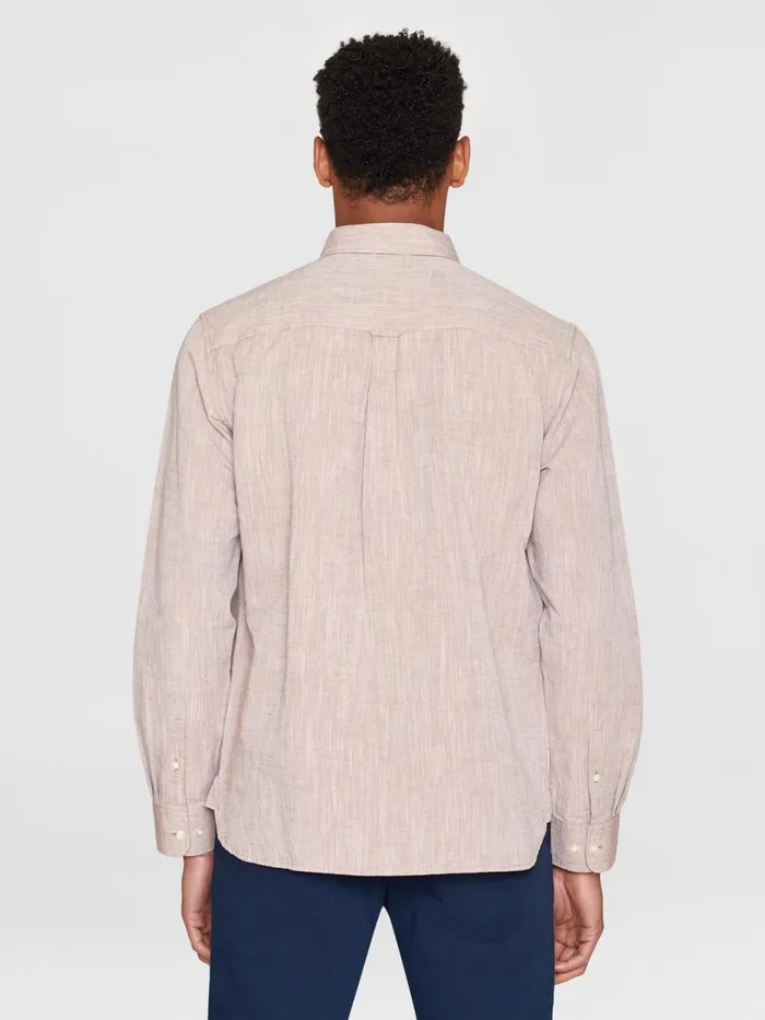 KnowledgeCotton Apparel Shirts Custom Fit Linen Shirt Chocolate Malt 8211 Men KnowledgeCotton Apparel Shirts Custom Fit Linen Shirt Chocolate Malt 8211 Men