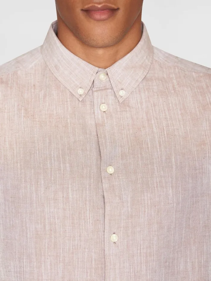 KnowledgeCotton Apparel Shirts Custom Fit Linen Shirt Chocolate Malt 8211 Men KnowledgeCotton Apparel Shirts Custom Fit Linen Shirt Chocolate Malt 8211 Men