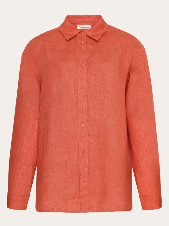 KnowledgeCotton Apparel Shirts Loose Linen Long Sleeved Shirt Gotsvegan 8211 Women