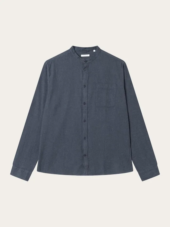 KnowledgeCotton Apparel Shirts Regular Fit Melang Flannel Stand Collar Shirt Total Eclipse 8211 Men KnowledgeCotton Apparel Shirts Regular Fit Melang Flannel Stand Collar Shirt Total Eclipse 8211 Men