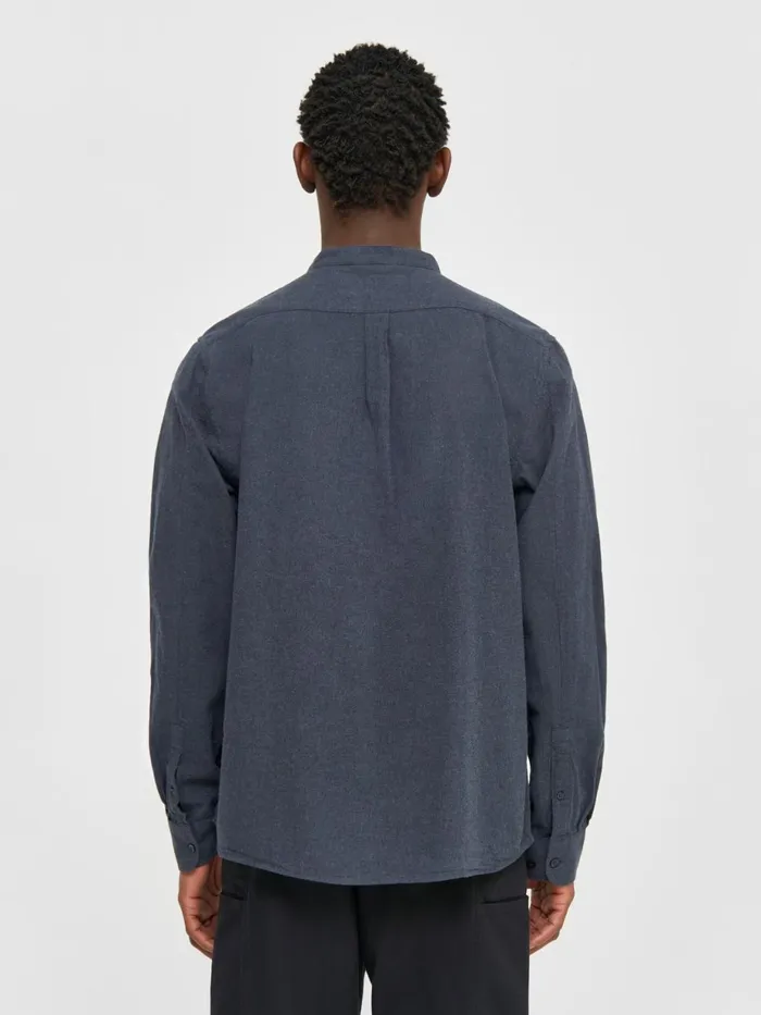 KnowledgeCotton Apparel Shirts Regular Fit Melang Flannel Stand Collar Shirt Total Eclipse 8211 Men KnowledgeCotton Apparel Shirts Regular Fit Melang Flannel Stand Collar Shirt Total Eclipse 8211 Men
