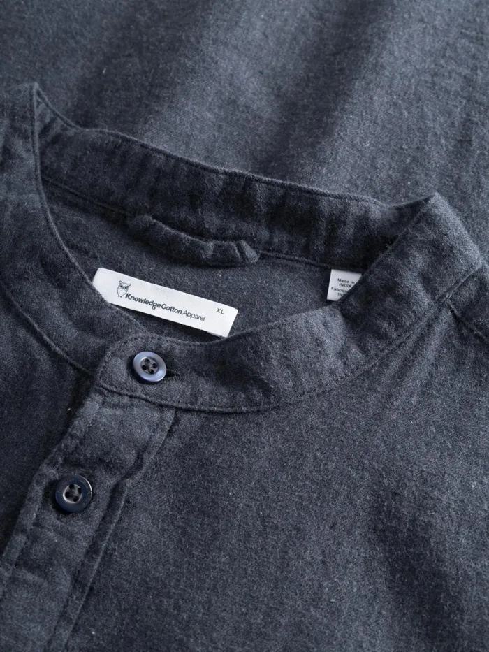 KnowledgeCotton Apparel Shirts Regular Fit Melang Flannel Stand Collar Shirt Total Eclipse 8211 Men KnowledgeCotton Apparel Shirts Regular Fit Melang Flannel Stand Collar Shirt Total Eclipse 8211 Men