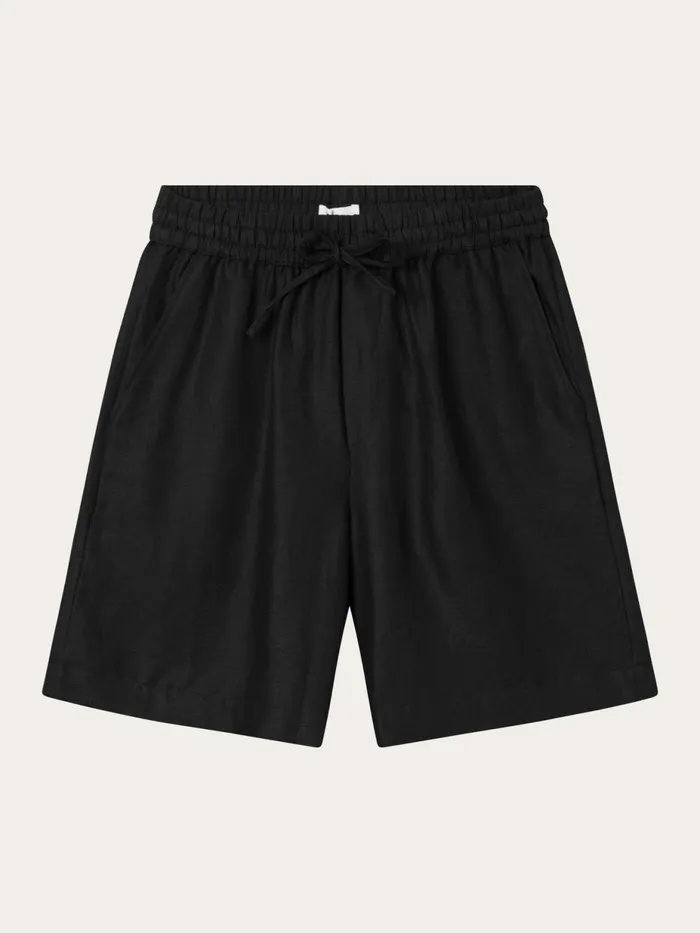 KnowledgeCotton Apparel Shorts Linen Mix Elastic Waist Shorts Black Jet 8211 Women