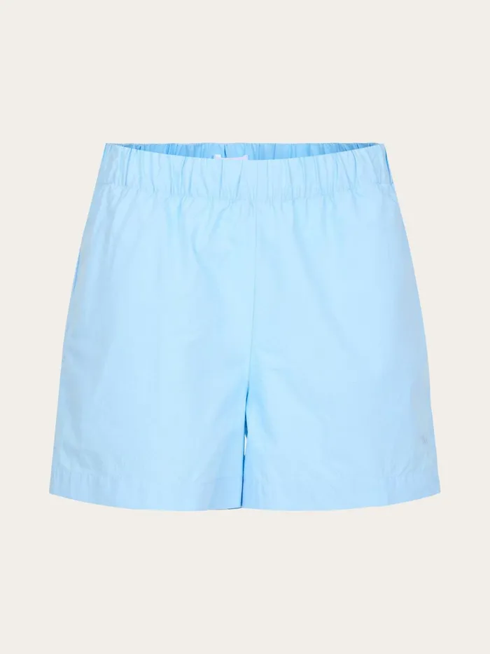 KnowledgeCotton Apparel Shorts Poplin Elastic Waist Shorts Airy Blue 8211 Women KnowledgeCotton Apparel Shorts Poplin Elastic Waist Shorts Airy Blue 8211 Women
