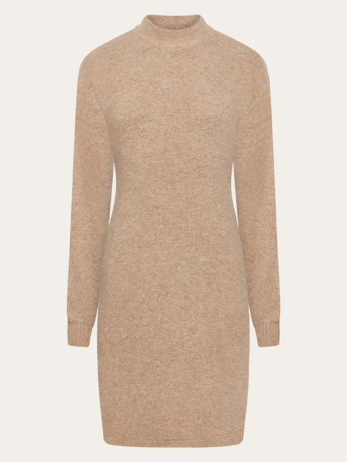 KnowledgeCotton Apparel Skirts And Dresses Wool Crew Neck Mid Length Dress Kelp Melange 8211 Women