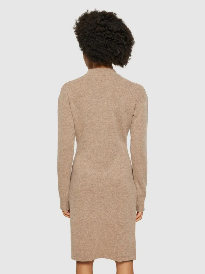 KnowledgeCotton Apparel Skirts And Dresses Wool Crew Neck Mid Length Dress Kelp Melange 8211 Women