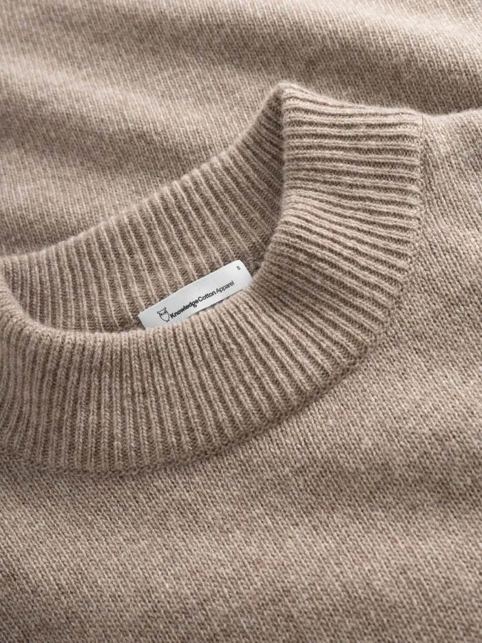 KnowledgeCotton Apparel Skirts And Dresses Wool Crew Neck Mid Length Dress Kelp Melange 8211 Women