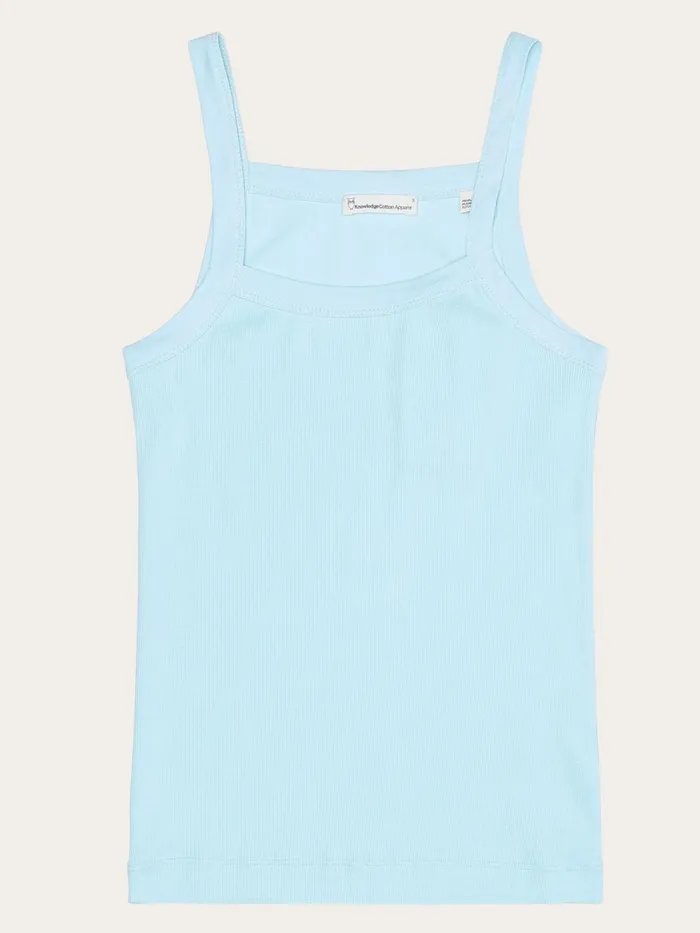 KnowledgeCotton Apparel TShirts And Tops Rib Strap Top Aquaesque 8211 Women