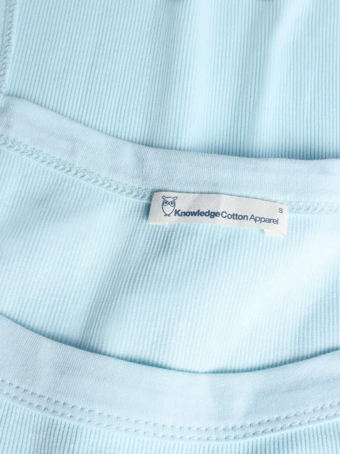 KnowledgeCotton Apparel TShirts And Tops Rib Strap Top Aquaesque 8211 Women