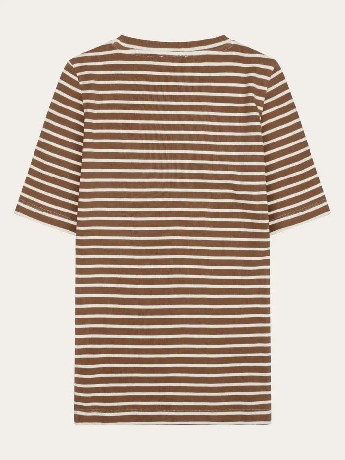 KnowledgeCotton Apparel TShirts And Tops Striped Rib Tshirt Dark Brown Stripe 8211 Women KnowledgeCotton Apparel TShirts And Tops Striped Rib Tshirt Dark Brown Stripe 8211 Women