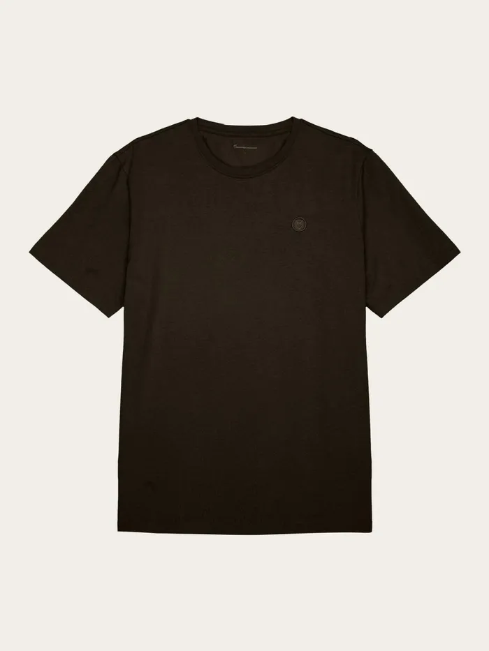 KnowledgeCotton Apparel TShirts Regular Fit Badge Tshirt Green Melange 8211 Men