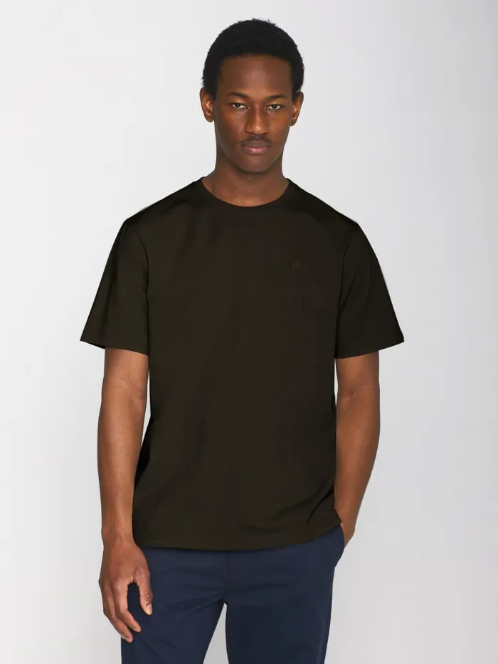 KnowledgeCotton Apparel TShirts Regular Fit Badge Tshirt Green Melange 8211 Men KnowledgeCotton Apparel TShirts Regular Fit Badge Tshirt Green Melange 8211 Men
