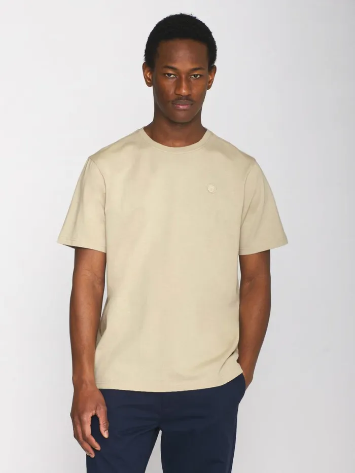 KnowledgeCotton Apparel TShirts Regular Fit Badge Tshirt Safari Melange 8211 Men KnowledgeCotton Apparel TShirts Regular Fit Badge Tshirt Safari Melange 8211 Men