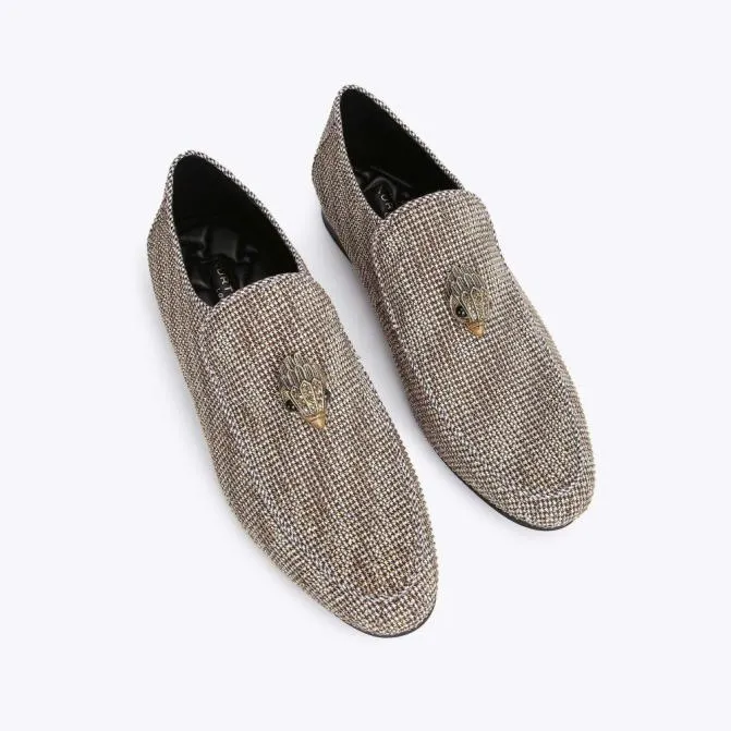 Kurt Geiger Dress Shoes Hugh Eagle Herringbone Loafer Brown 8211 Men