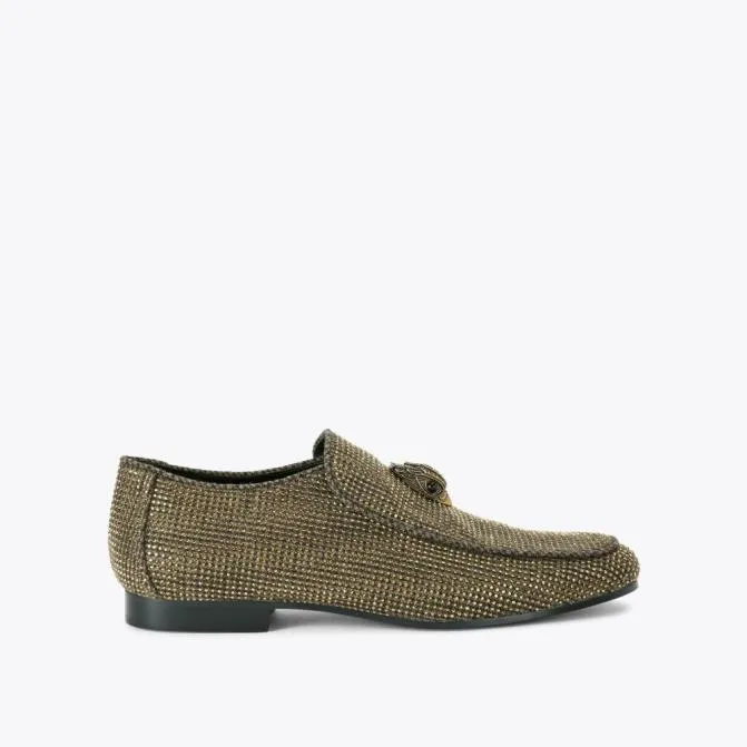 Kurt Geiger Dress Shoes Hugh Eagle Herringbone Loafer Dark Brown 8211 Men