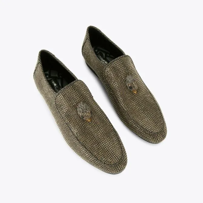 Kurt Geiger Dress Shoes Hugh Eagle Herringbone Loafer Dark Brown 8211 Men