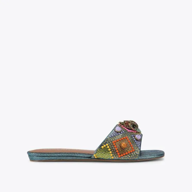 Kurt Geiger Sandals Kensington Jewel Flat Sandal Turquoise Other 8211 Women