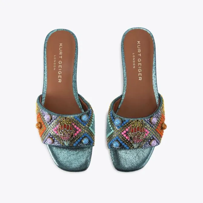 Kurt Geiger Sandals Kensington Jewel Flat Sandal Turquoise Other 8211 Women