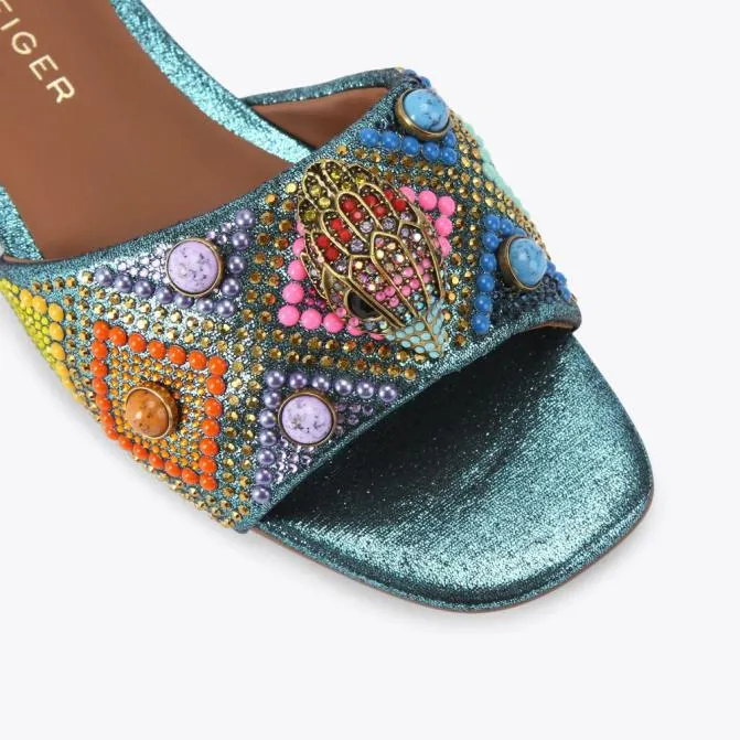 Kurt Geiger Sandals Kensington Jewel Flat Sandal Turquoise Other 8211 Women