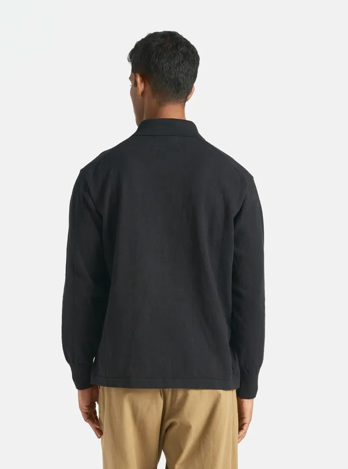 LS Pullover Knit Shirt In Black Eco Cotton Men Universal Works Knitwear
