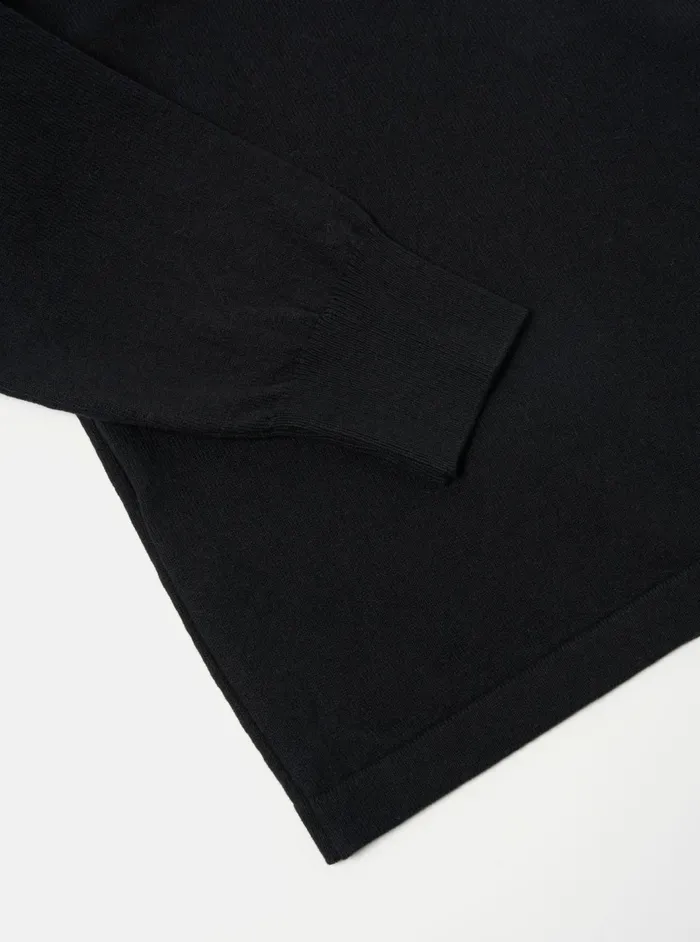 LS Pullover Knit Shirt In Black Eco Cotton Men Universal Works Knitwear