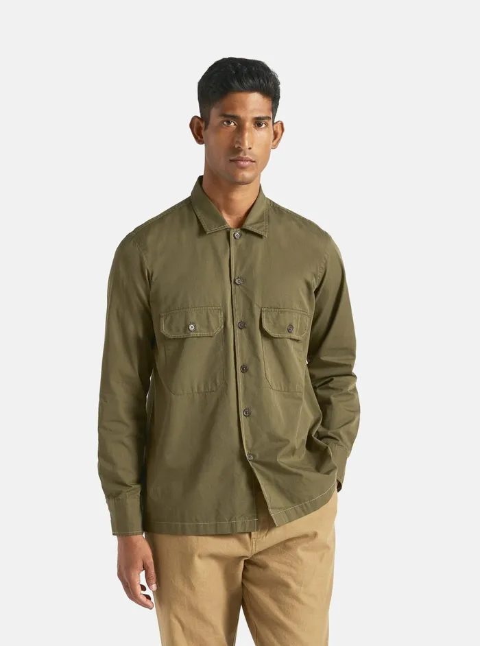 LS Utility Shirt In Olive Military Shirting Men Universal Works Shirts