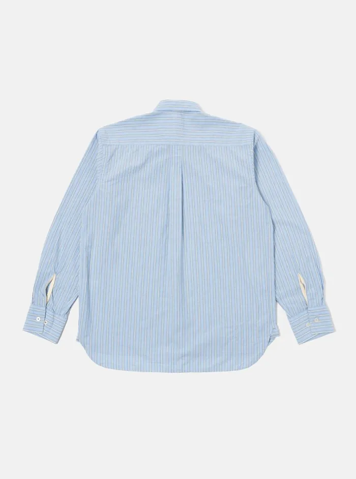Lazy Day Shirt In Blue Chelsea Cotton Stripe Men Universal Works Shirts