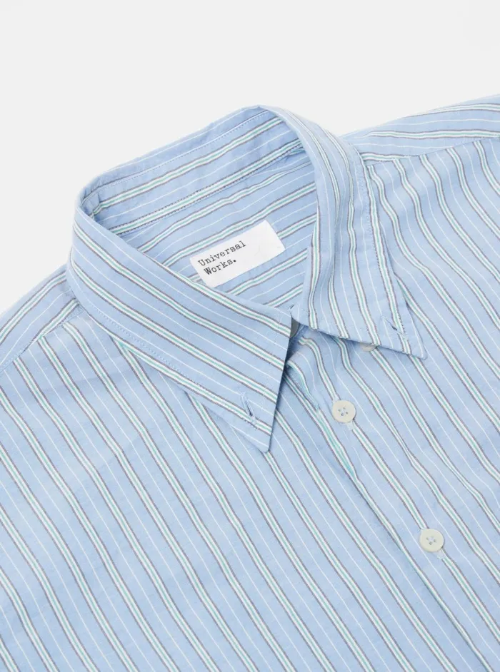 Lazy Day Shirt In Blue Chelsea Cotton Stripe Men Universal Works Shirts
