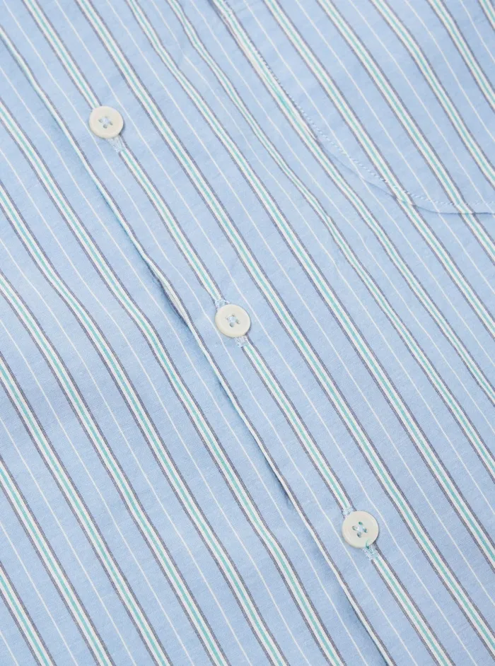 Lazy Day Shirt In Blue Chelsea Cotton Stripe Men Universal Works Shirts