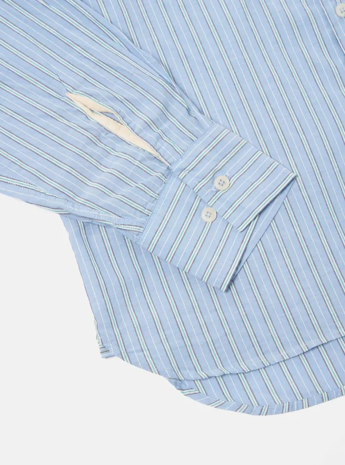 Lazy Day Shirt In Blue Chelsea Cotton Stripe Men Universal Works Shirts