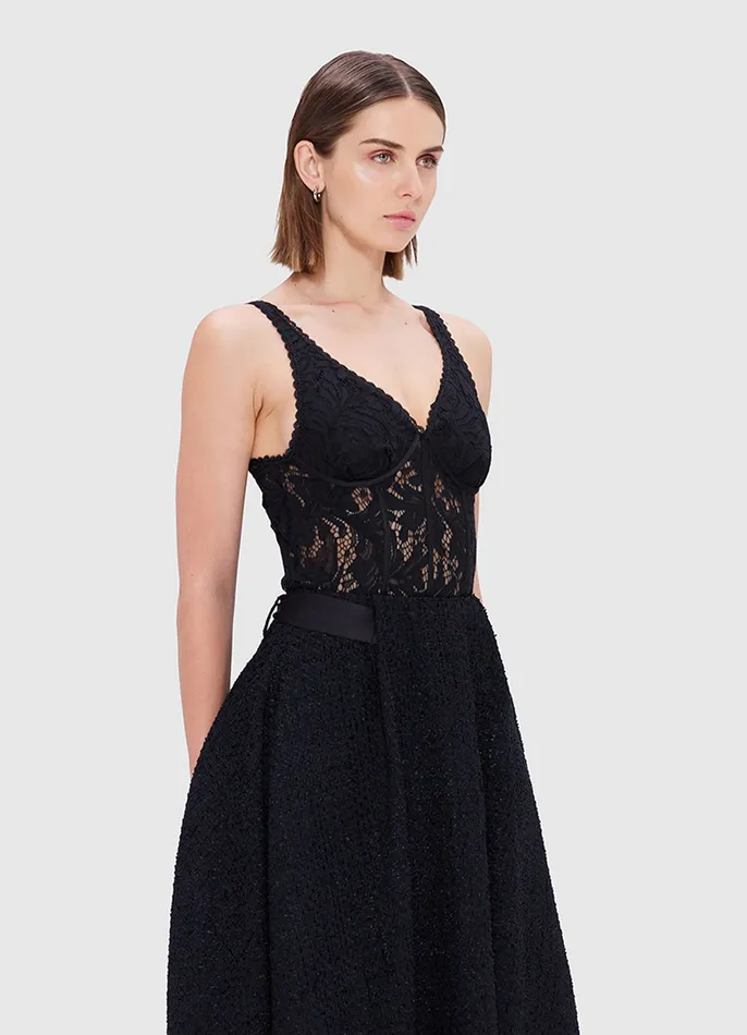 LEO LIN Tops and Shirts Women Alexis Lace Bodysuit 8211 Ebony