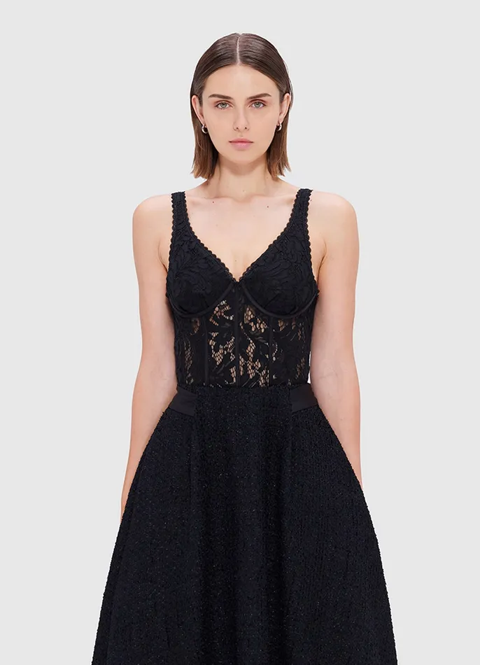 LEO LIN Tops and Shirts Women Alexis Lace Bodysuit 8211 Ebony