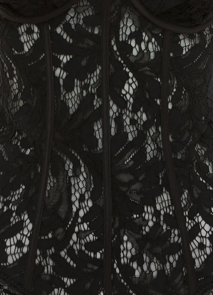 LEO LIN Tops and Shirts Women Alexis Lace Bodysuit 8211 Ebony