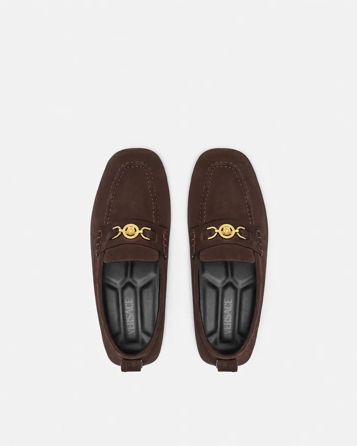 Loafers and Slippers Men Versace Villa Suede Driver Shoes 1nb3v