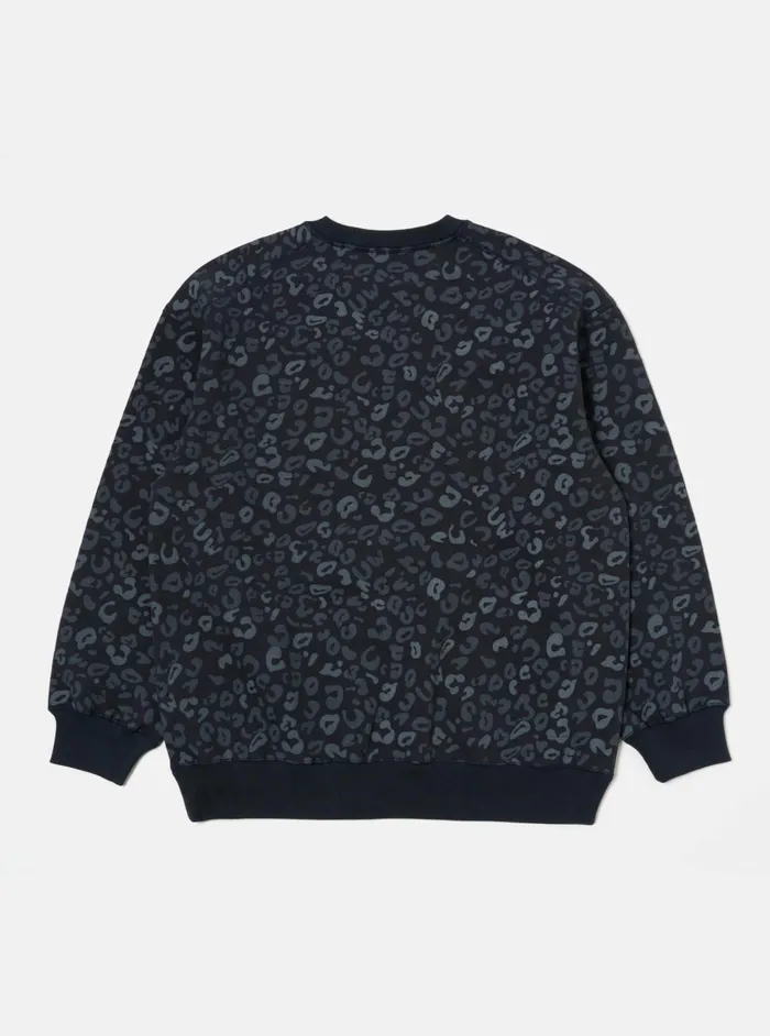 Loose Sweatshirt In Navy Leopard Brush Back Men Universal Works Sweatshirts
