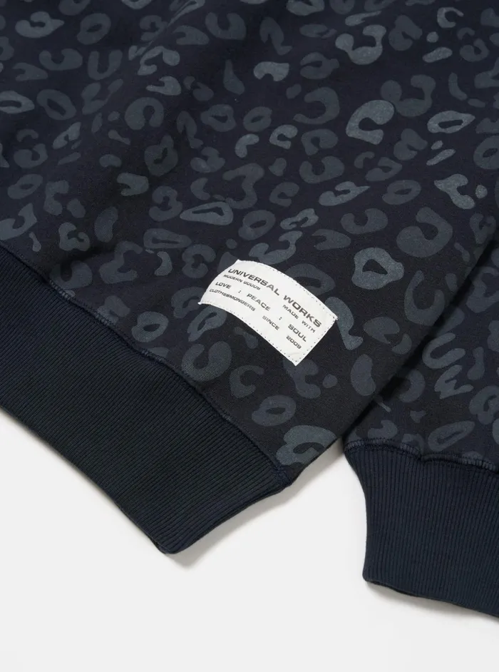 Loose Sweatshirt In Navy Leopard Brush Back Men Universal Works Sweatshirts