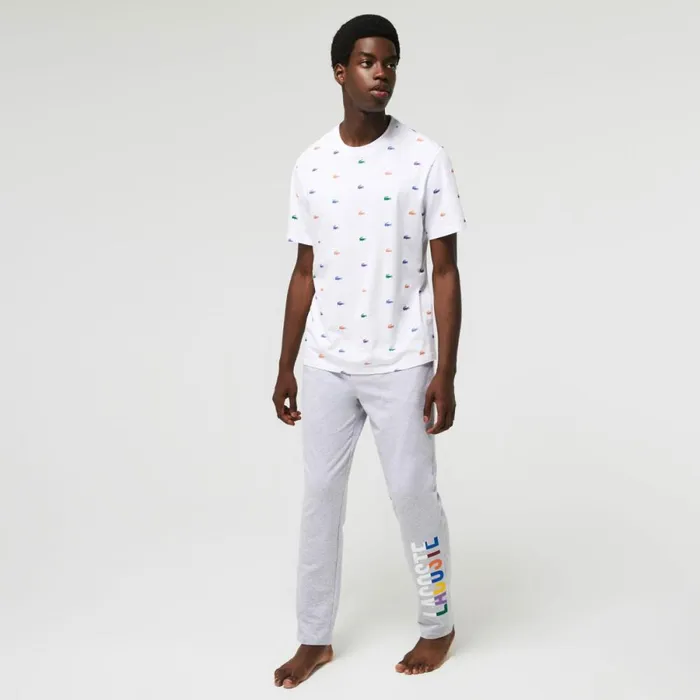 Loungewear and Pajamas Men Lacoste Men039s Branded Cotton Fleece Lounge Pants Grey Chine White W9d Loungewear and Pajamas Men Lacoste Men039s Branded Cotton Fleece Lounge Pants Grey Chine White W9d