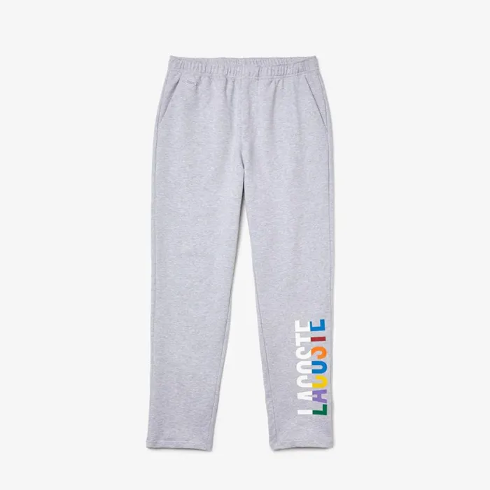 Loungewear and Pajamas Men Lacoste Men039s Branded Cotton Fleece Lounge Pants Grey Chine White W9d