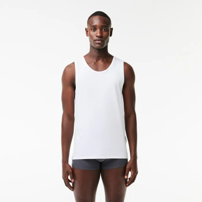 Loungewear and Pajamas Men Lacoste Men039s Cotton Tank Top 3Pack White 001