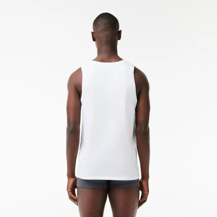 Loungewear and Pajamas Men Lacoste Men039s Cotton Tank Top 3Pack White 001