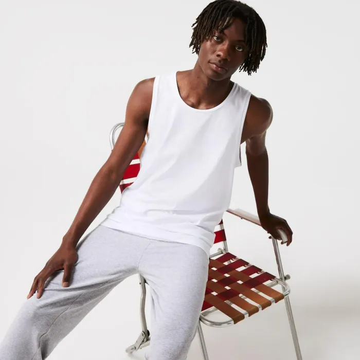 Loungewear and Pajamas Men Lacoste Men039s Cotton Tank Top 3Pack White 001