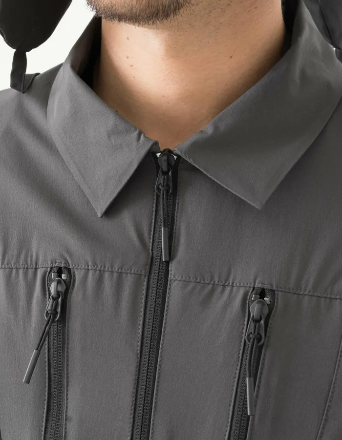 Maharishi Long Sleeve Shirts 6040 Recycled Nylon Overshirt Charcoal 8211 Men